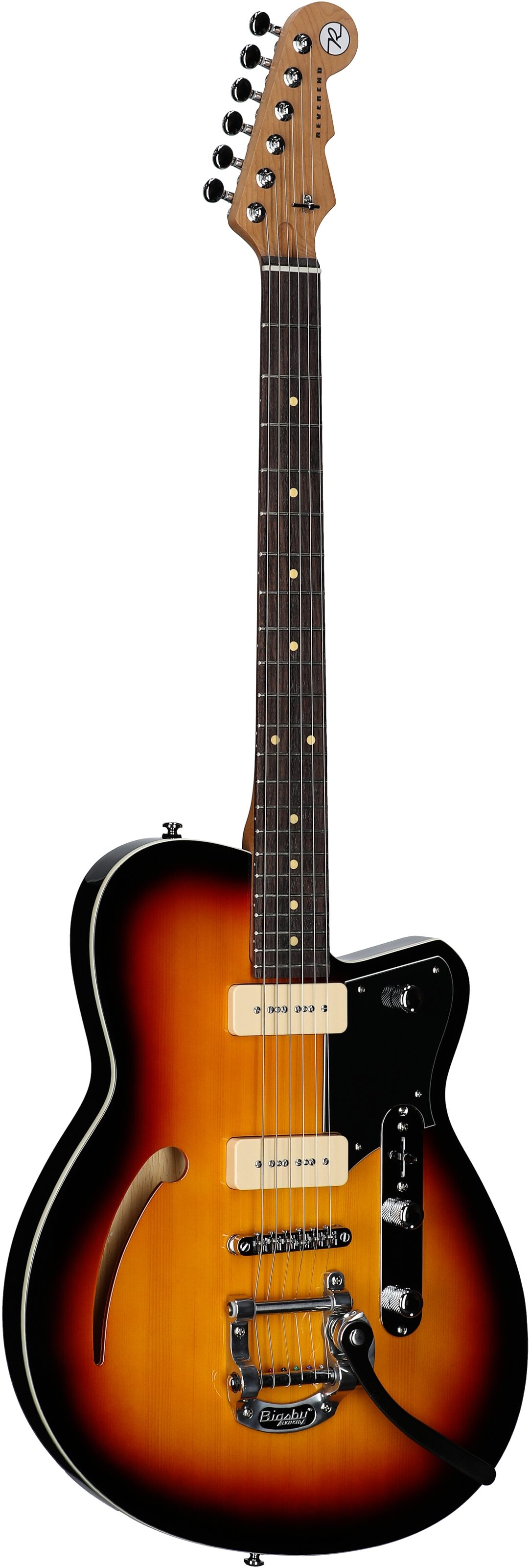 Reverend Club King 290 Electric Guitar, 3-Tone Sunburst, Body Left Front