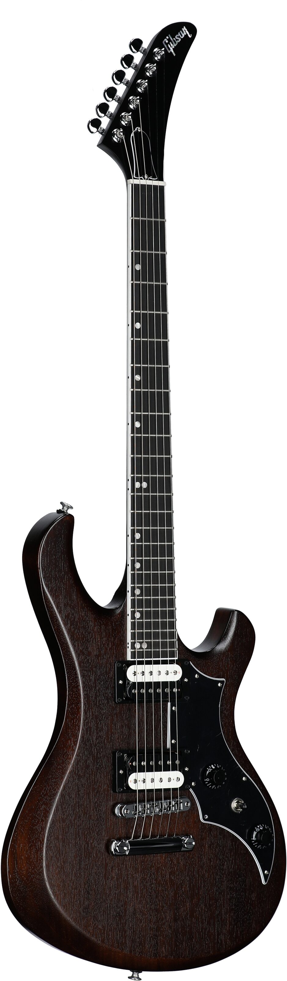 Gibson Victory Electric Guitar (with Case), Dark Walnut Satin, Body Left Front