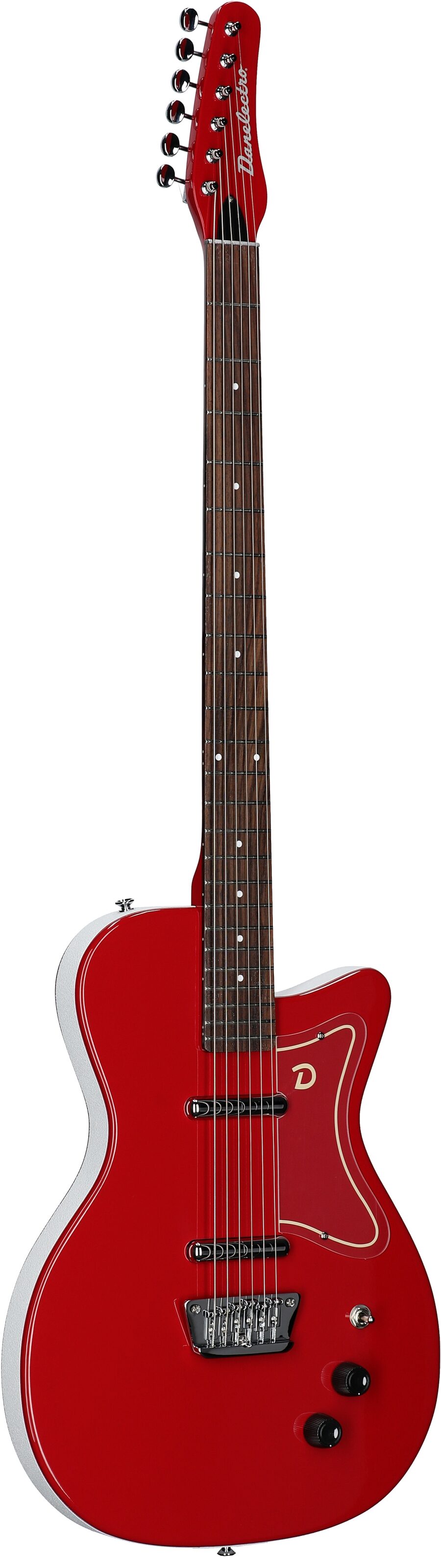 Danelectro '56 Baritone Electric Guitar, Red, Body Left Front