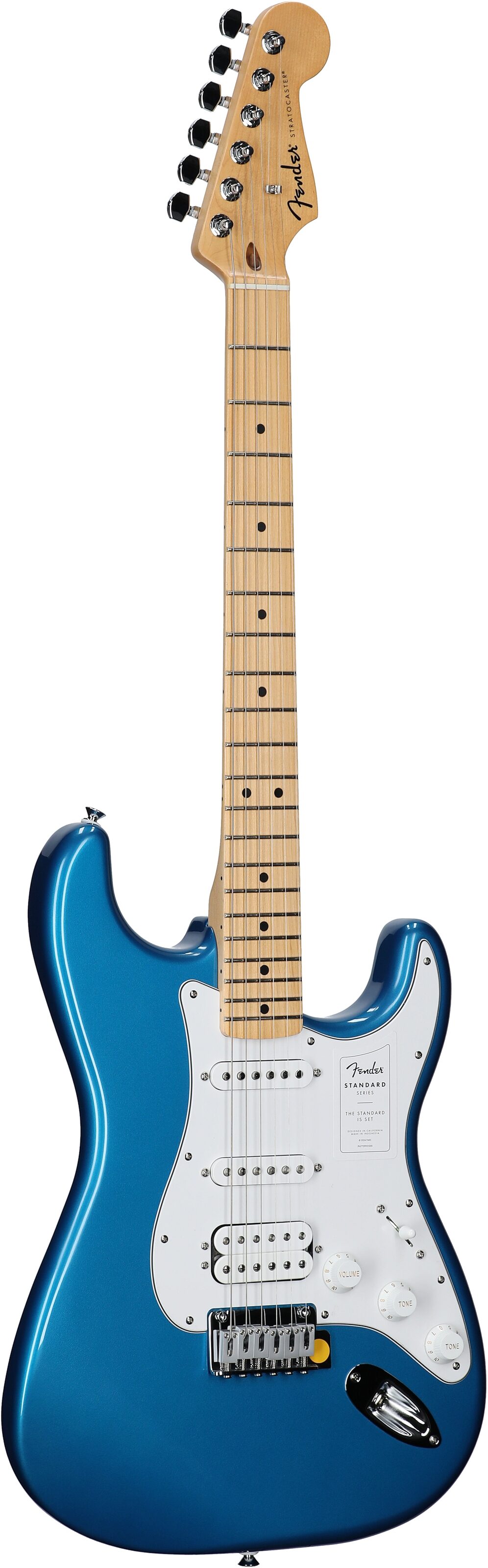 Fender Standard Stratocaster HSS Electric Guitar, with Maple Fingerboard, Aqua Marine Metallic, Body Left Front