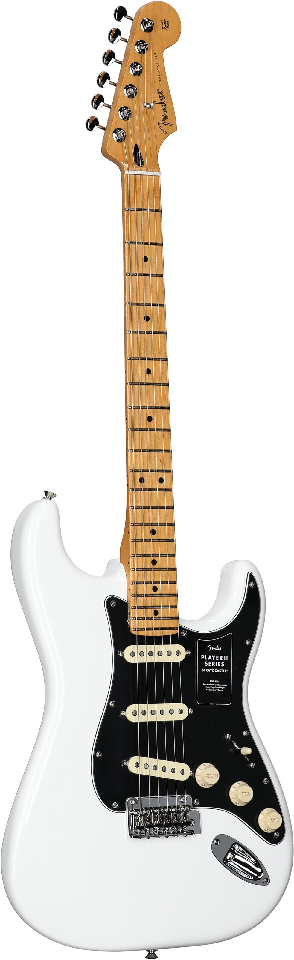 Fender Player II Stratocaster Electric Guitar, with Maple Fingerboard, Polar White, Body Left Front