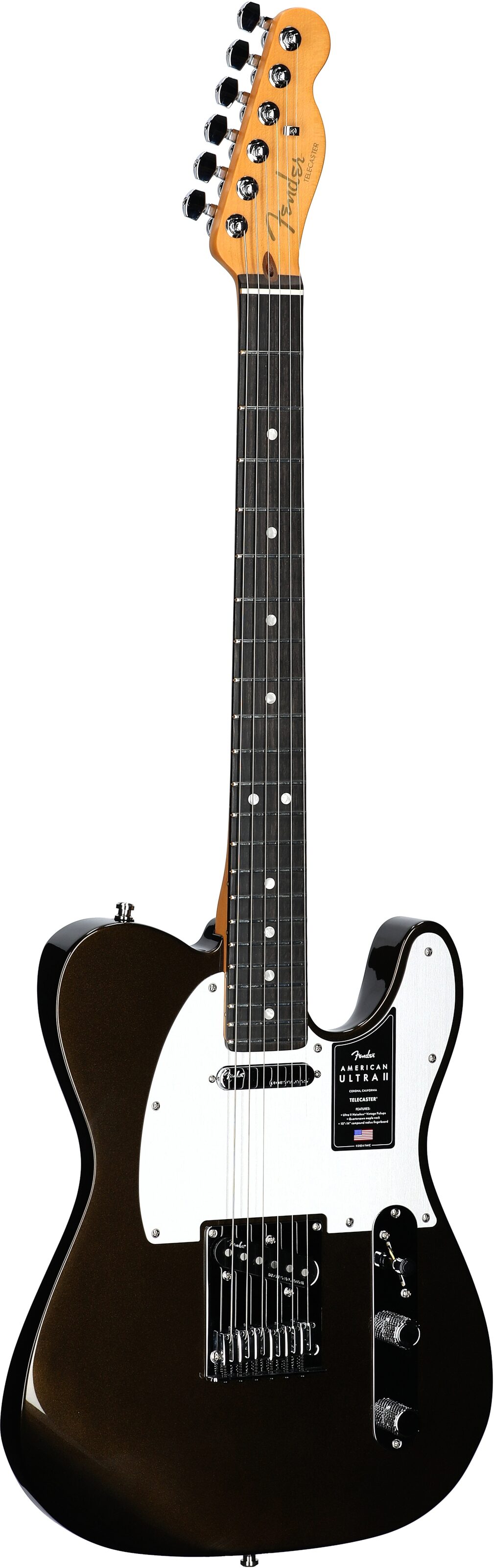 Fender American Ultra II Telecaster Electric Guitar, Ebony Fingerboard (with Case), Texas Tea, Open Box (Very Good), Body Left Front