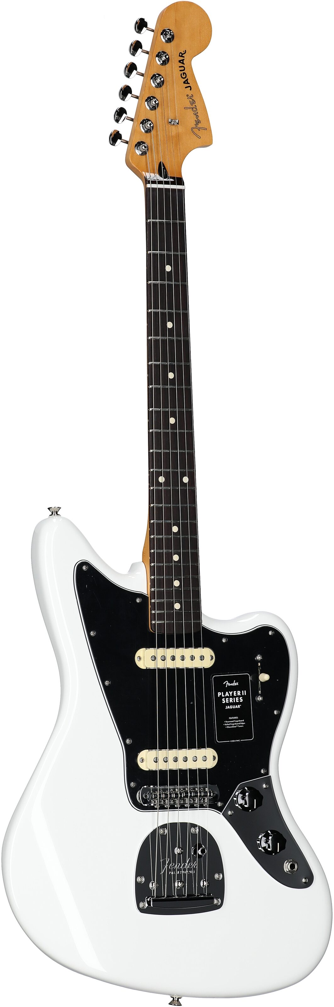 Fender Player II Jaguar Electric Guitar, with Rosewood Fingerboard, Polar White, Body Left Front