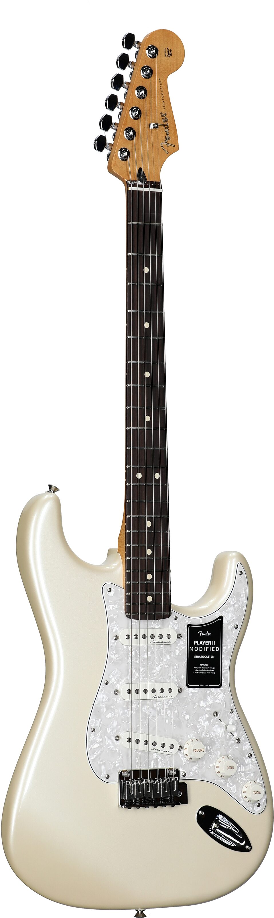 Fender Player II Modified Stratocaster Electric Guitar, Rosewood Fingerboard (with Gig Bag), Olympic White, Body Left Front