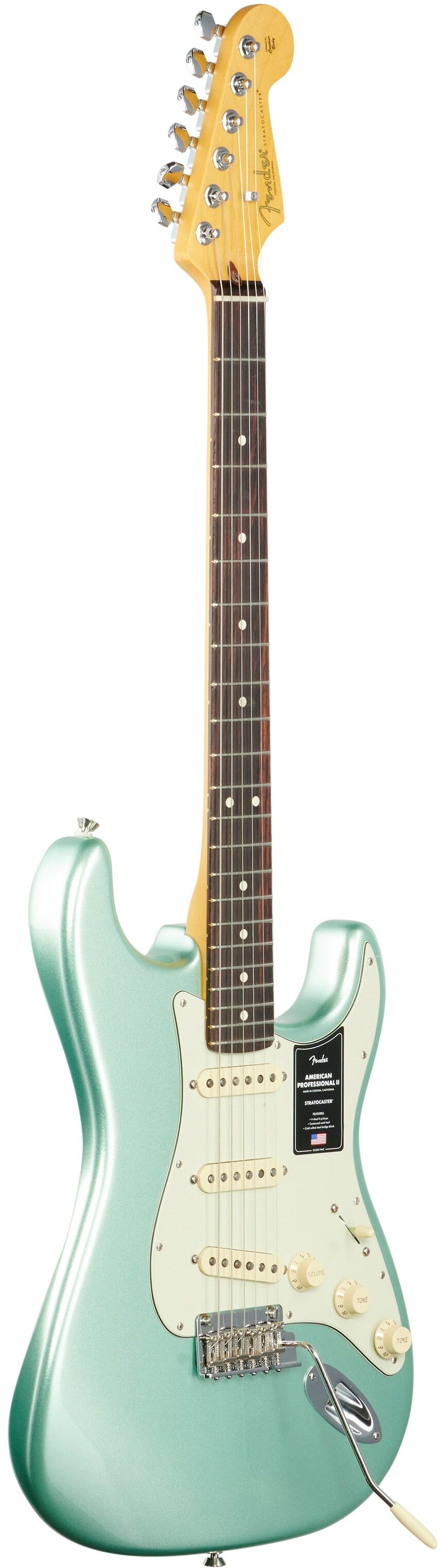 Fender American Professional II Stratocaster Electric Guitar, Rosewood Fingerboard (with Case), Mystic Surf Green, Body Left Front