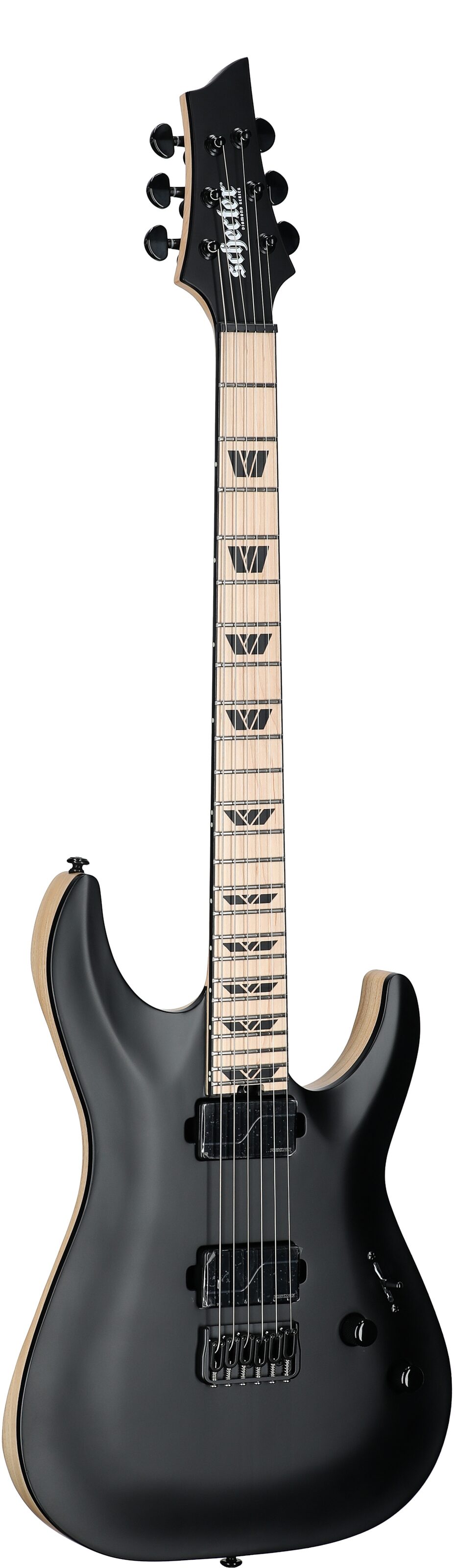 Schecter C1 SLS Custom Electric Guitar, Satin Black, Body Left Front