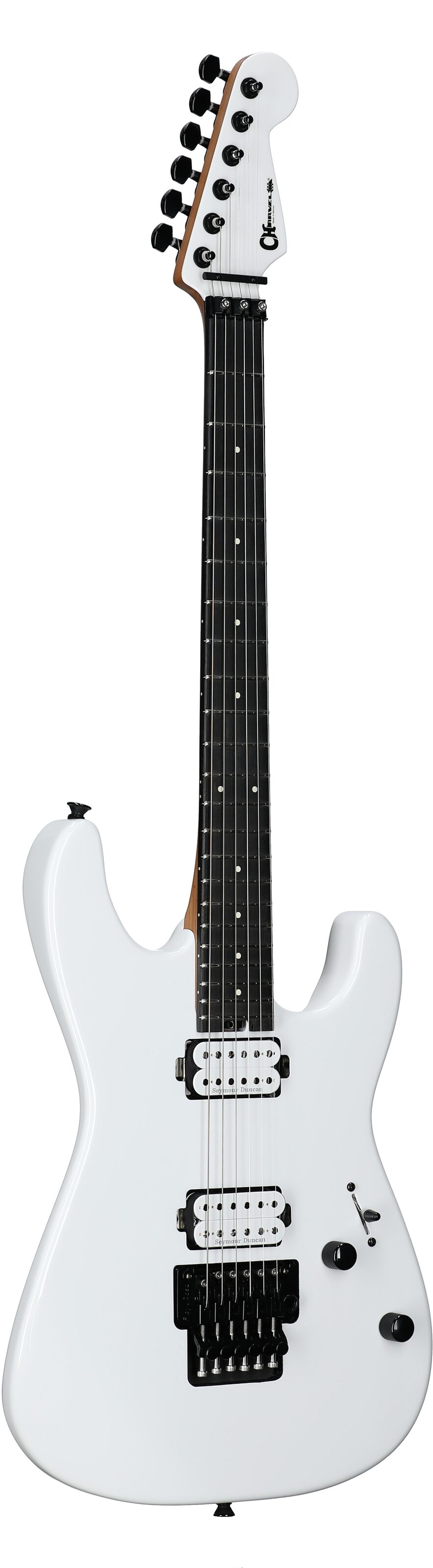 Charvel Pro-Mod Plus San Dimas SD1 HH FR Electric Guitar, with Ebony Fingerboard, Snow White, Body Left Front