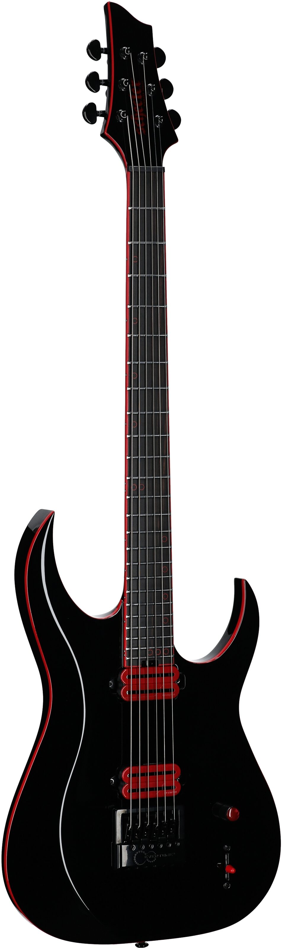Schecter Sunset-6 ET EX Red Dawn Baritone Electric Guitar, Gloss Black, Body Left Front