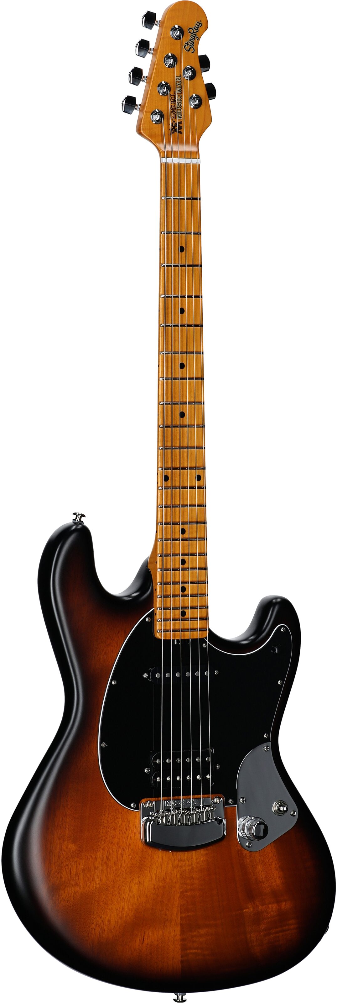 Ernie Ball Music Man Dustin Kensrue StingRay Electric Guitar, Deep Satin Burst, Body Left Front