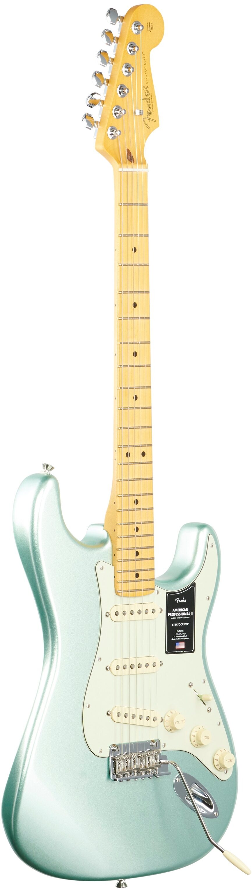 Fender American Pro II Stratocaster Electric Guitar, Maple Fingerboard (with Case), Surf Green, Body Left Front