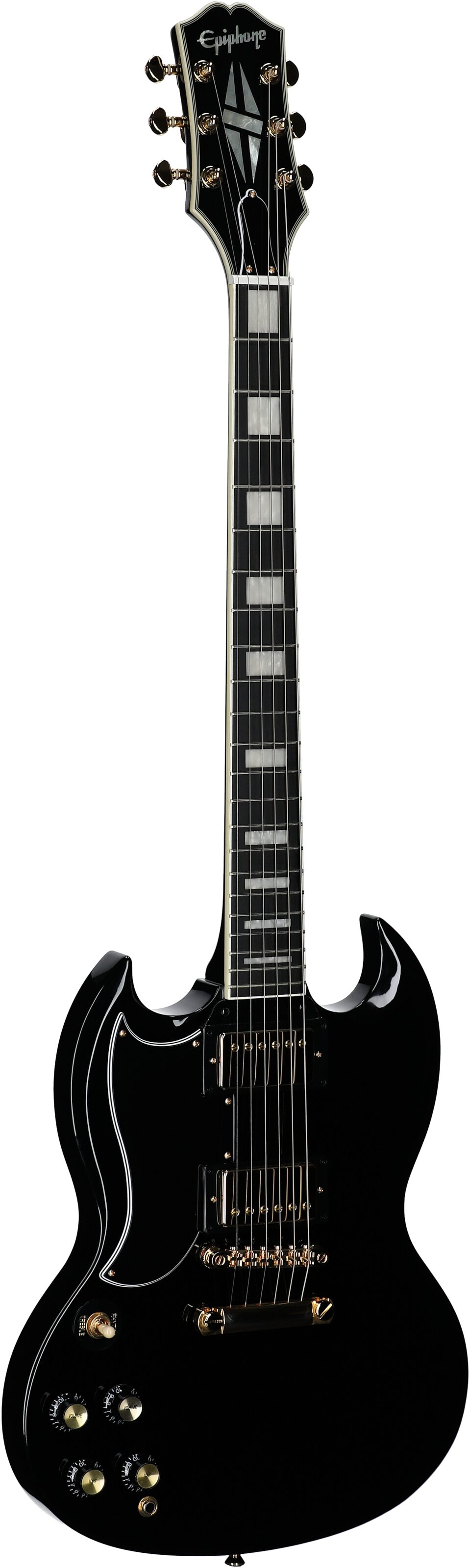 Epiphone Inspired by Gibson SG Custom Electric Guitar, Left-Handed (with Gig Bag), Ebony, Body Left Front