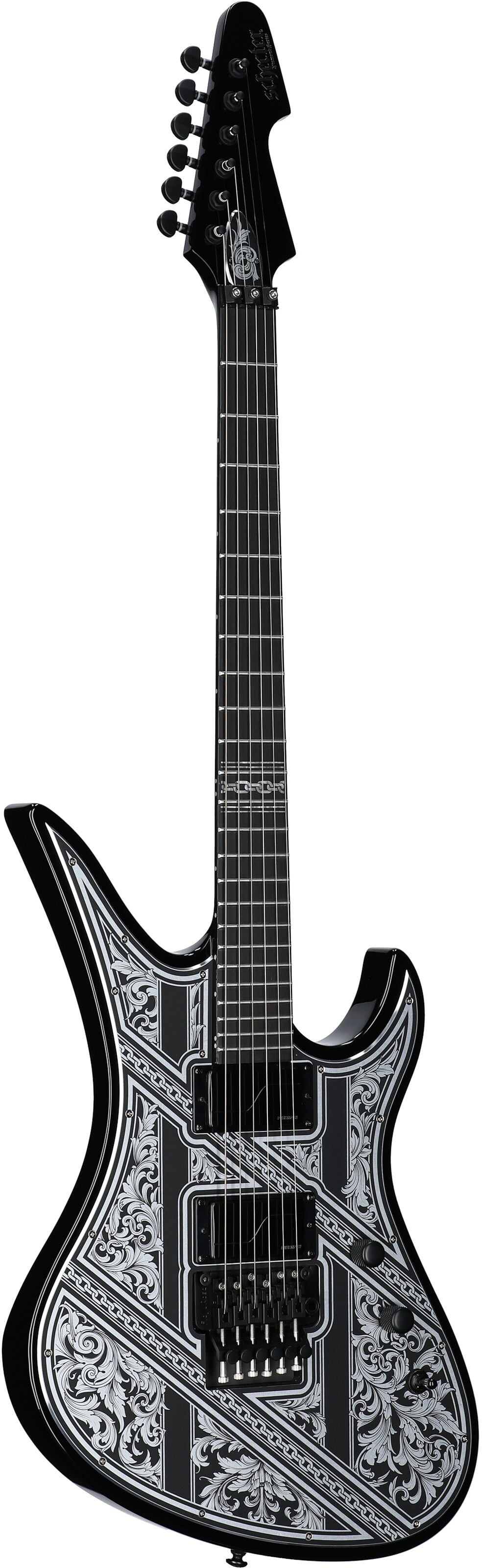 Schecter Avenger FR Przym Palladium Electric Guitar, Gloss Black, Body Left Front