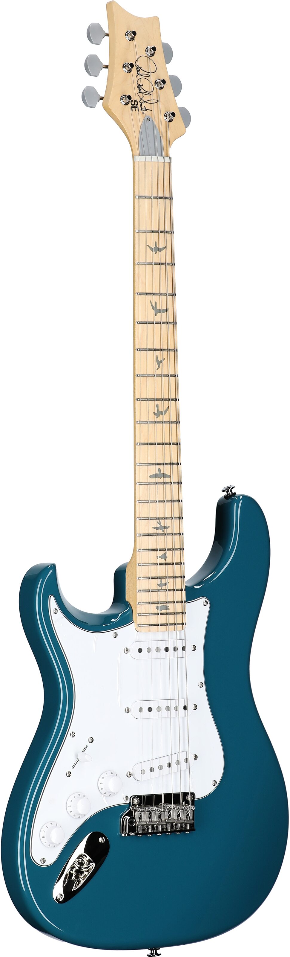 PRS Paul Reed Smith SE Silver Sky Electric Guitar, Left-Handed, Maple Fretboard (with Gig Bag), Nylon Blue, Body Left Front
