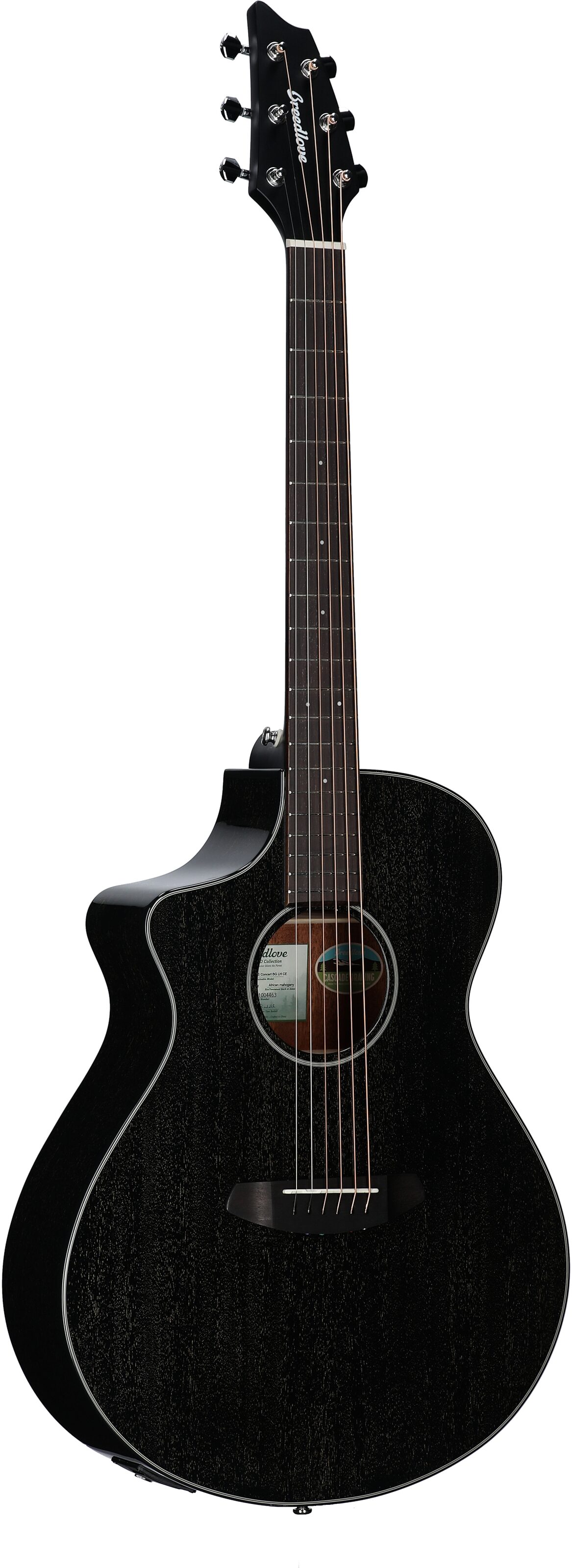 Breedlove Rainforest S Concert CE Acoustic-Electric Guitar, Left-Handed, Black Gold, Body Left Front