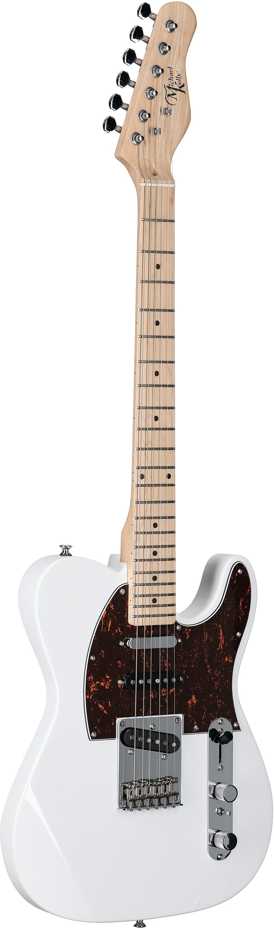 Michael Kelly Triple '50s Electric Guitar, Ebony Fingerboard, Gloss White, Body Left Front