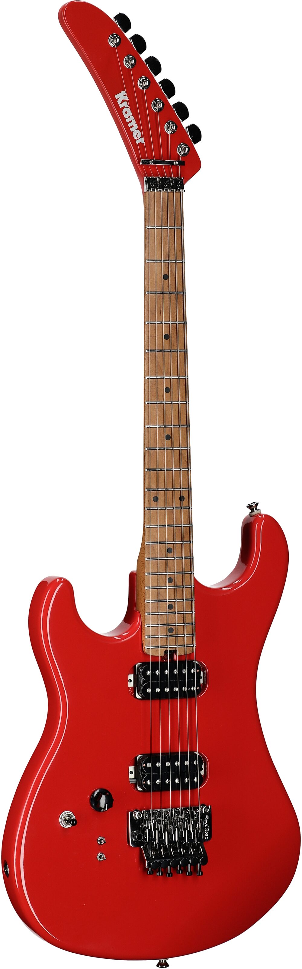 Kramer 84 HH FR Electric Guitar, Left-Handed, Maple Fingerboard (with Gig Bag), Radiant Red, Body Left Front