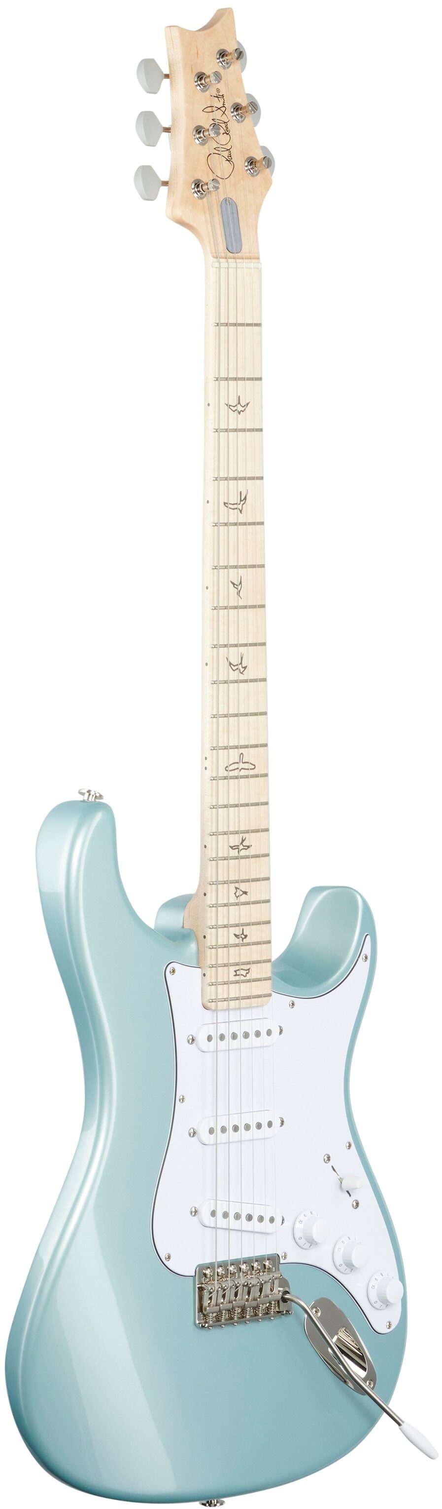 PRS Paul Reed Smith John Mayer Silver Sky Electric Guitar, Maple Fretboard (with Gig Bag), Polar Blue, Body Left Front