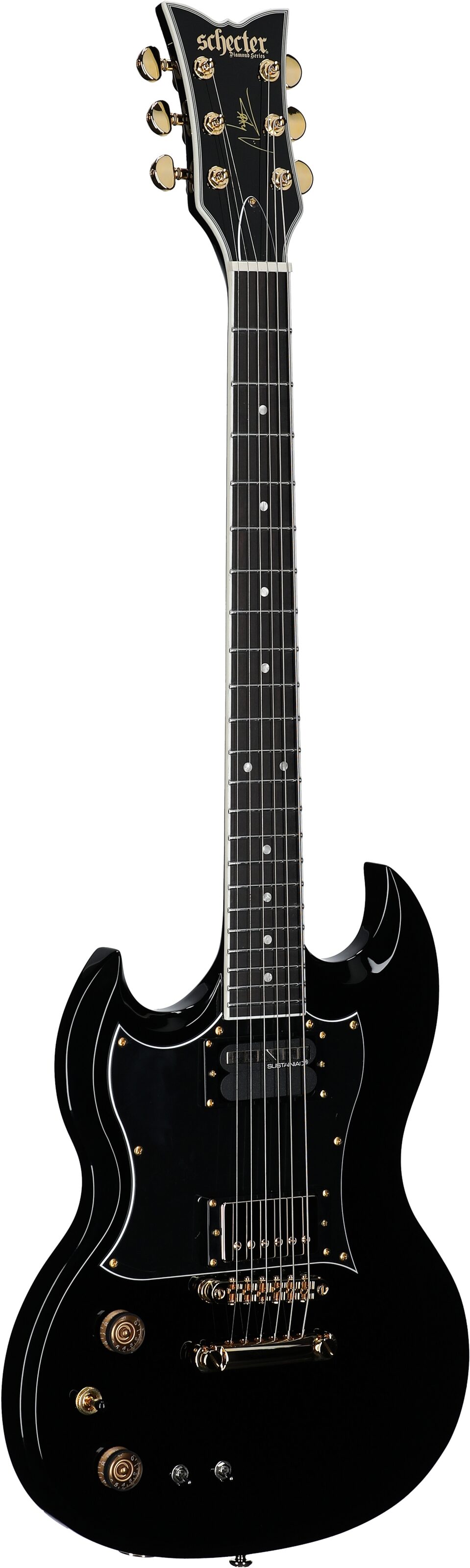 Schecter ZV-H6LLYW66D-S Zacky Vengeance Electric Guitar, Left-Handed, Black, Body Left Front