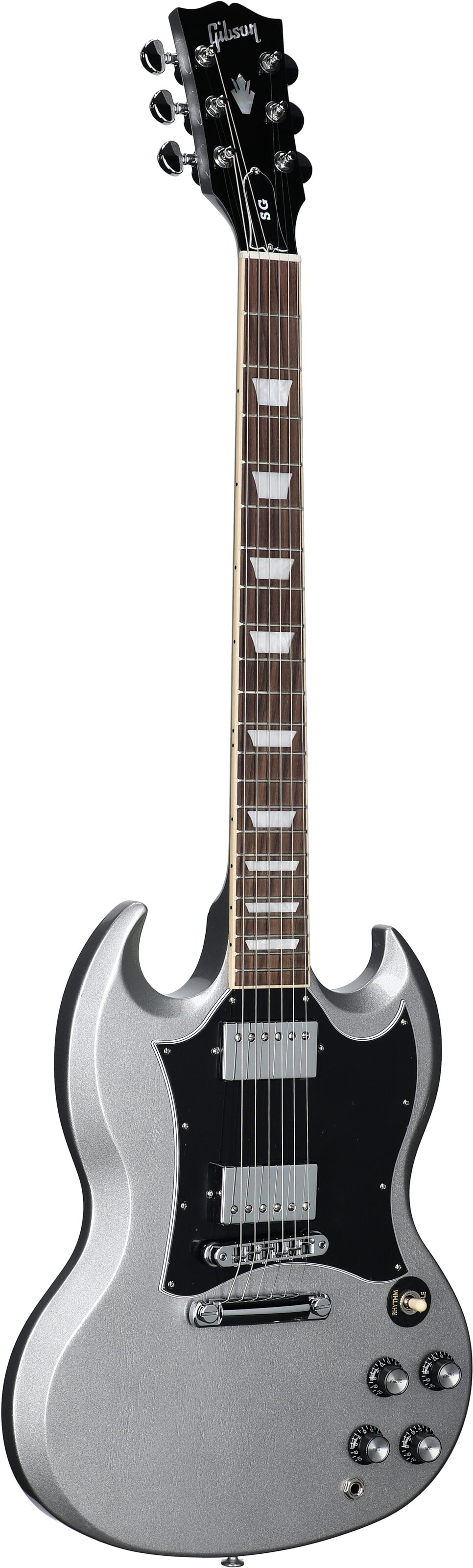Gibson SG Standard Custom Color Electric Guitar (with Soft Case), Silver Mist, Body Left Front