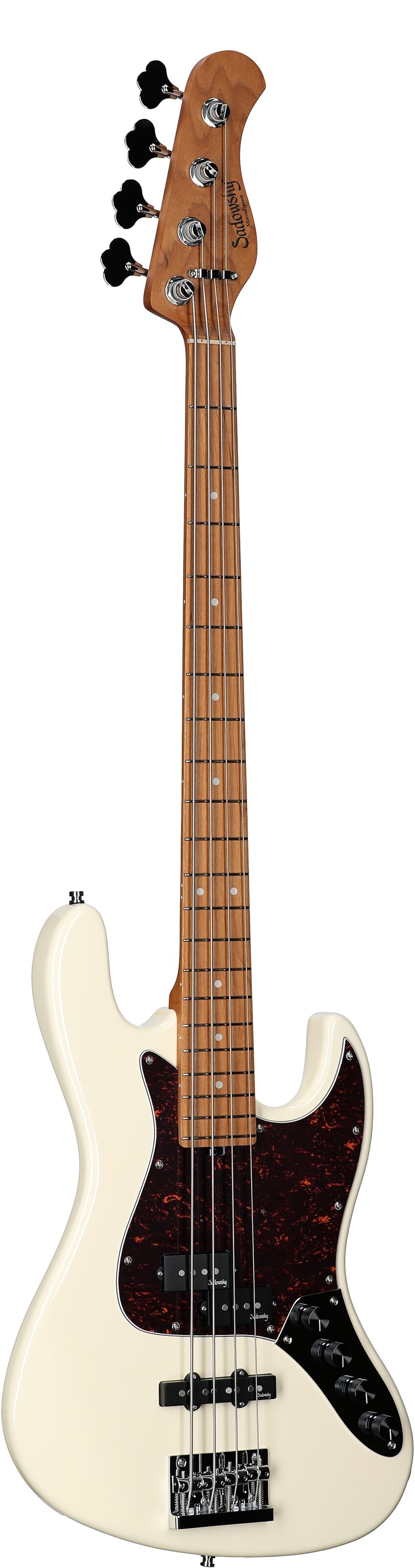Sadowsky MetroExpress 21-Fret P/J Electric Bass, Maple Fingerboard (with Gig Bag), White, Body Left Front