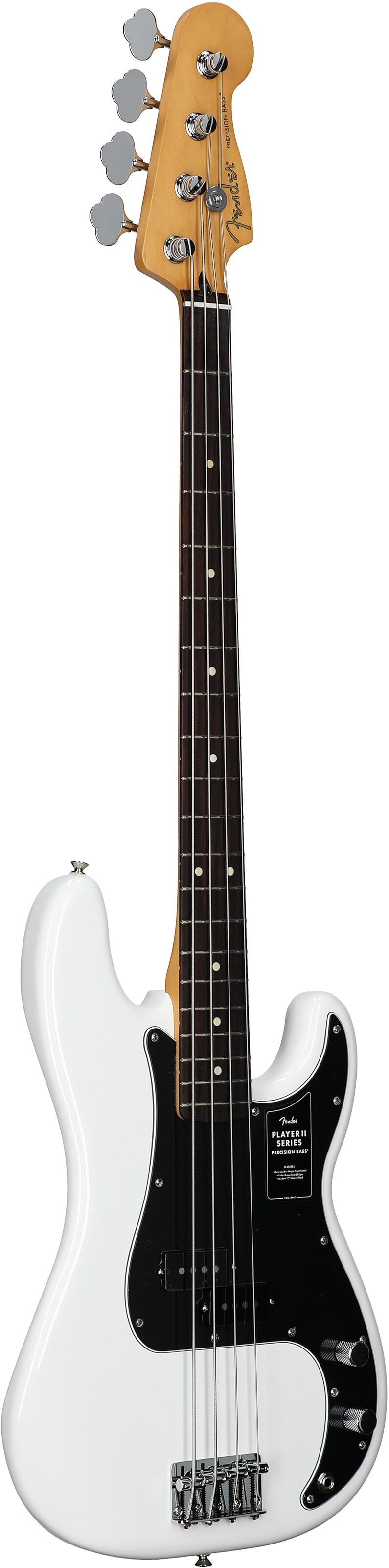 Fender Player II Precision Electric Bass, with Rosewood Fingerboard, Polar White, Body Left Front