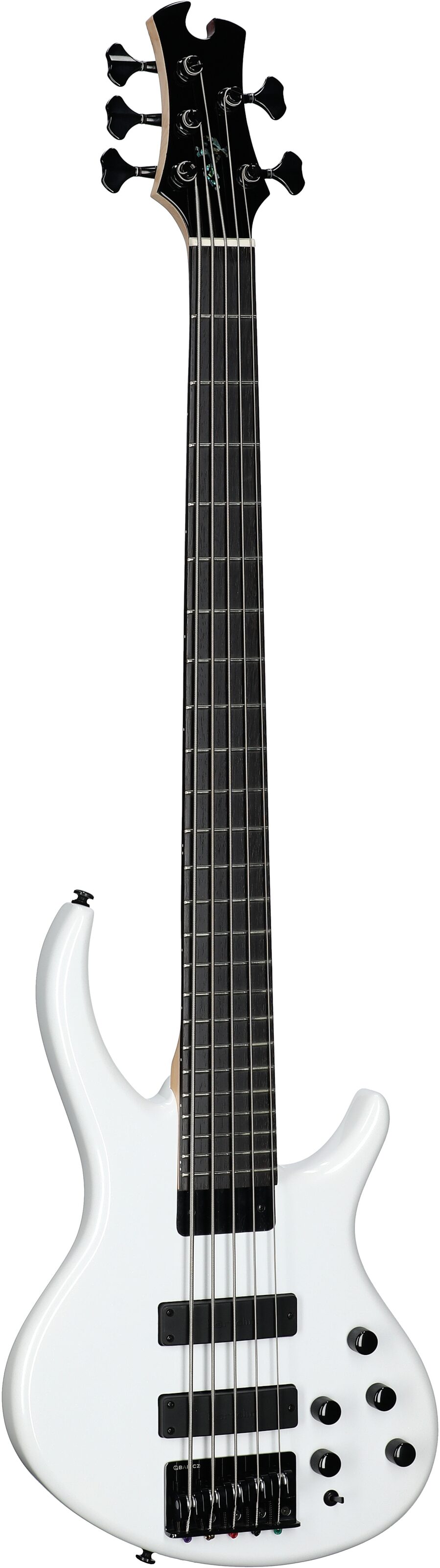 Tobias Killer B V Electric Bass, 5-String (with Gig Bag), White Pearl, Body Left Front