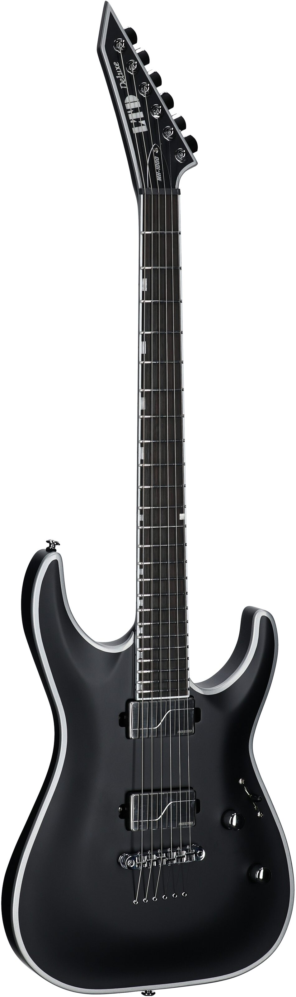 ESP LTD MH-1000NT Bold Binding Electric Guitar, Black Satin, Body Left Front