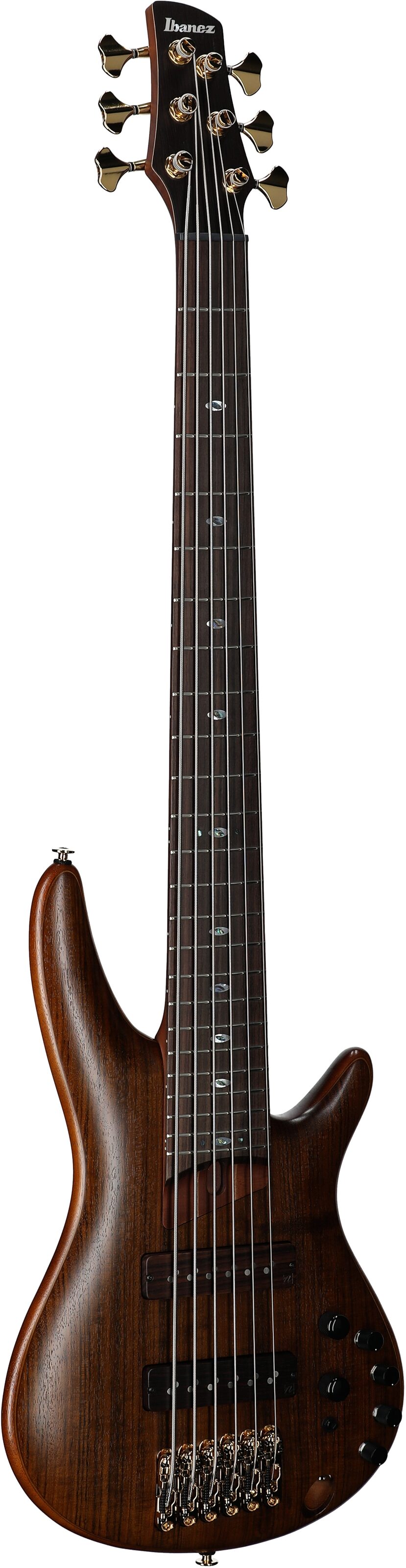 Ibanez SR5506 Prestige Electric Bass, 6-String (with Case), Mocha Flat, Body Left Front