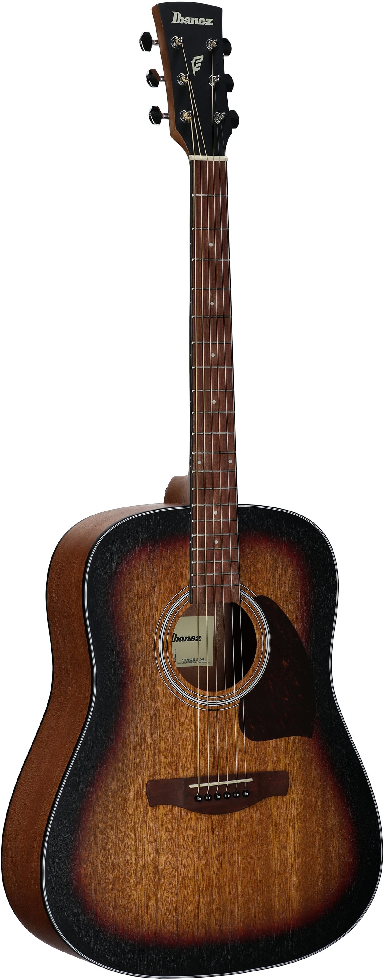 Ibanez PF54 Acoustic Guitar, Open Pore Vintage Sunburst, Body Left Front