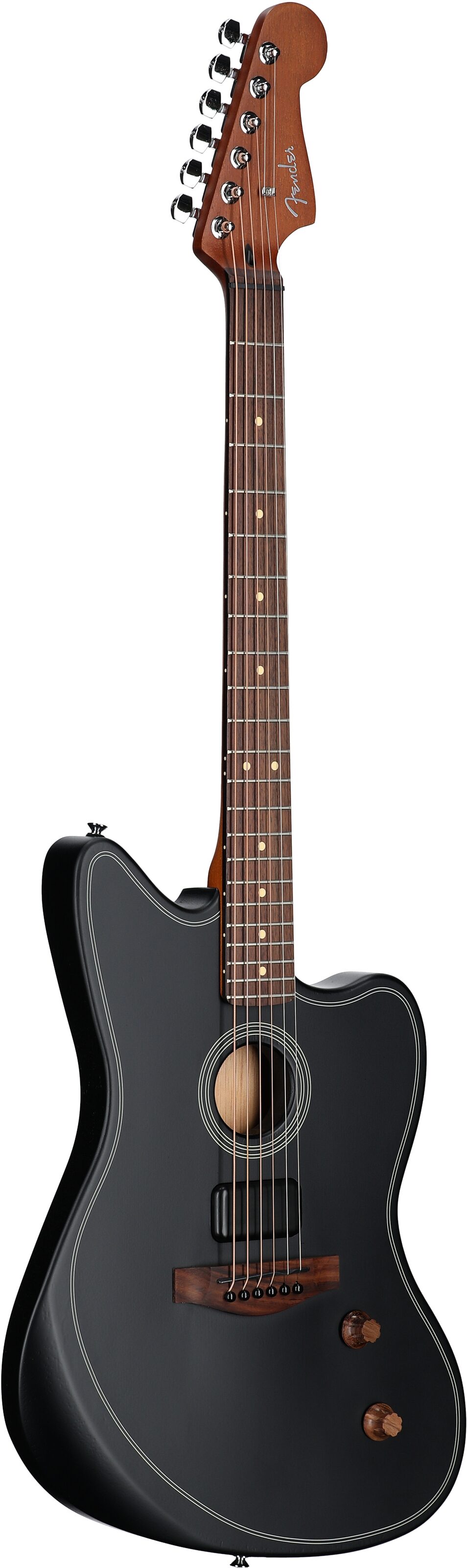 Fender Acoustasonic Standard Jazzmaster Acoustic-Electric Guitar, Black, Body Left Front