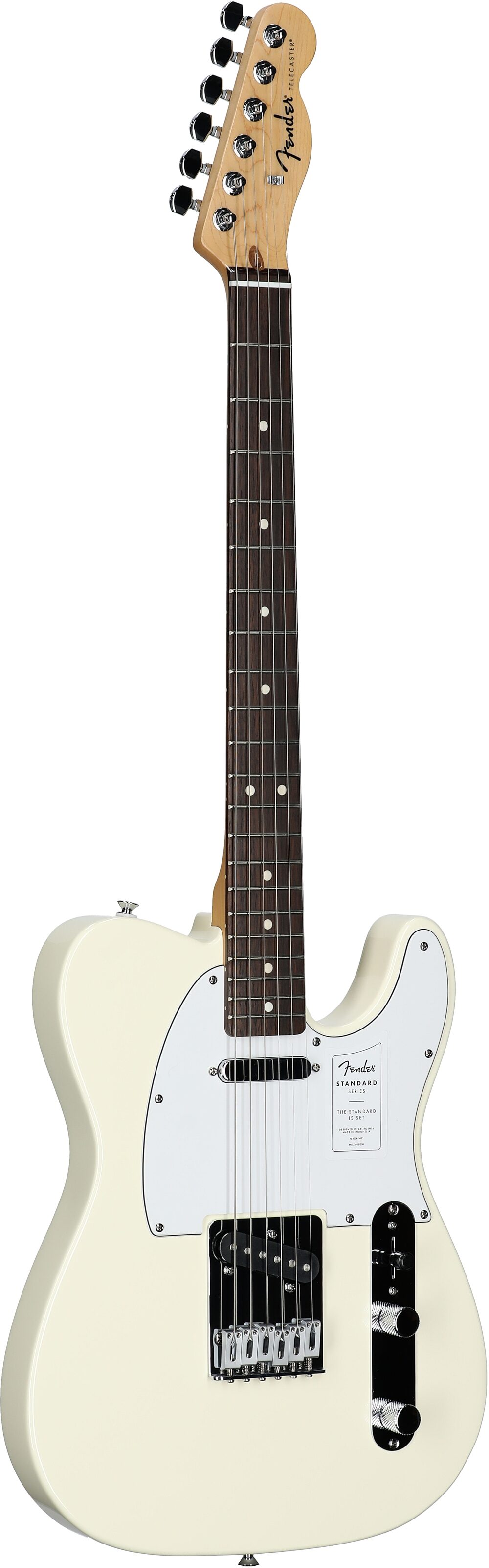 Fender Standard Telecaster Electric Guitar, Laurel Fingerboard, Olympic White, Open Box (Very Good), Body Left Front