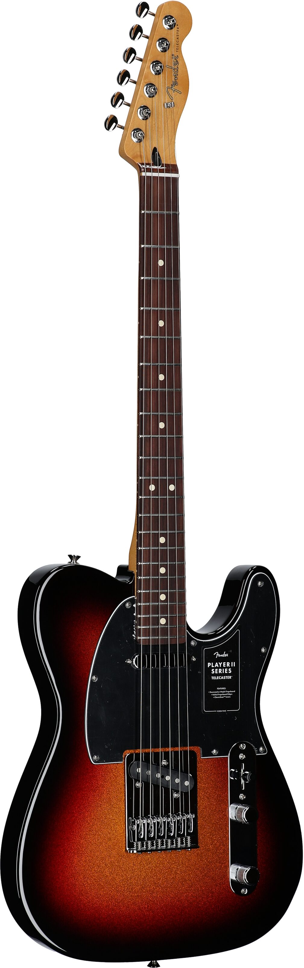 Fender Player II Telecaster Electric Guitar, with Rosewood Fingerboard, Sparkle 3-Tone Sunburst, Body Left Front
