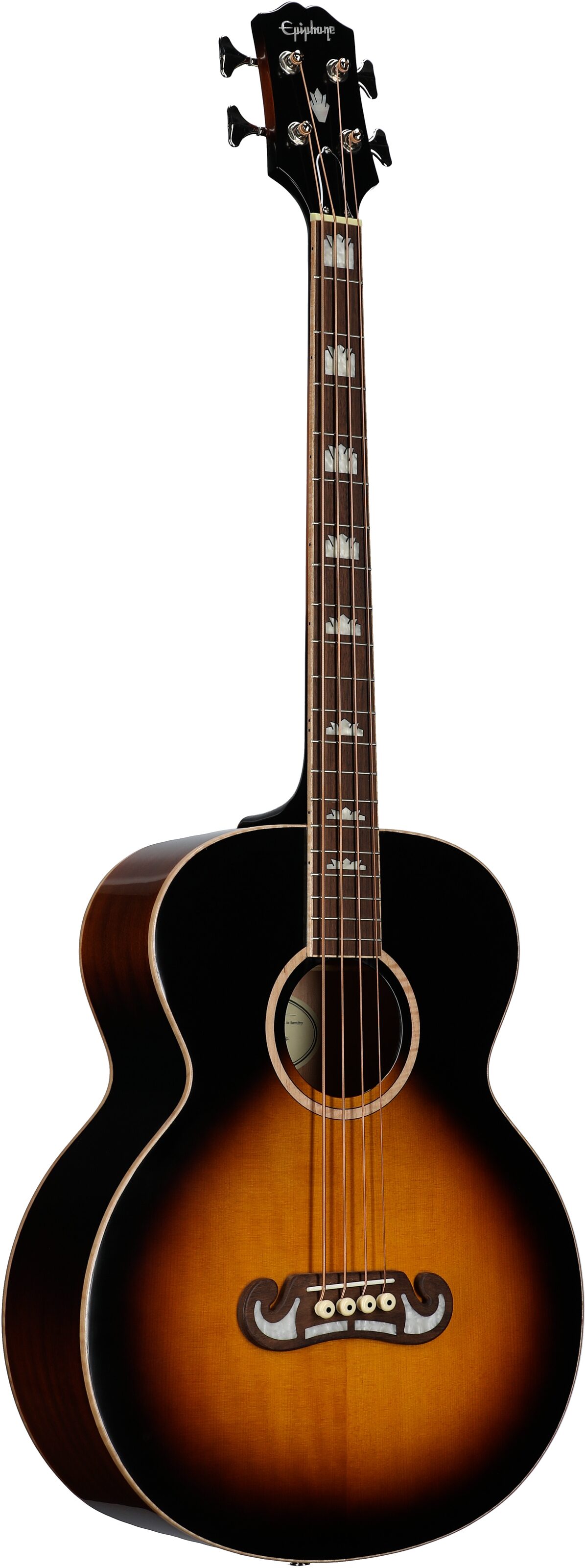 Epiphone El Capitan J-200 Studio Acoustic Electric Bass Guitar, Aged Vintage Sunburst, Body Left Front