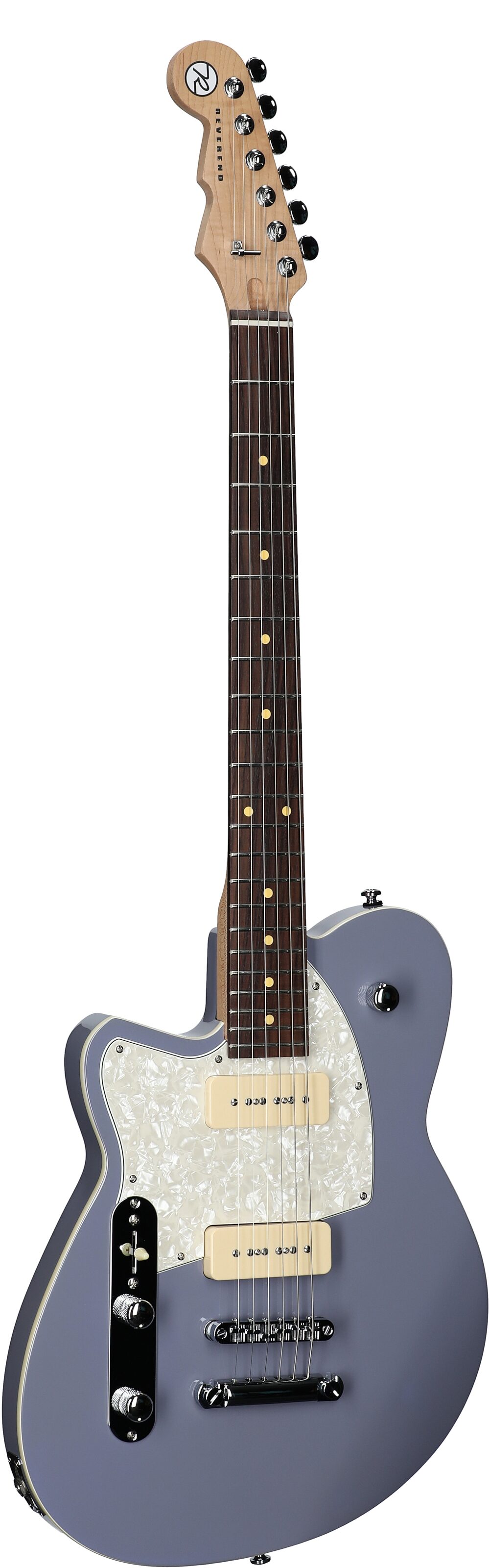 Reverend Charger 290 Electric Guitar, Left-Handed, Periwinkle, Body Left Front