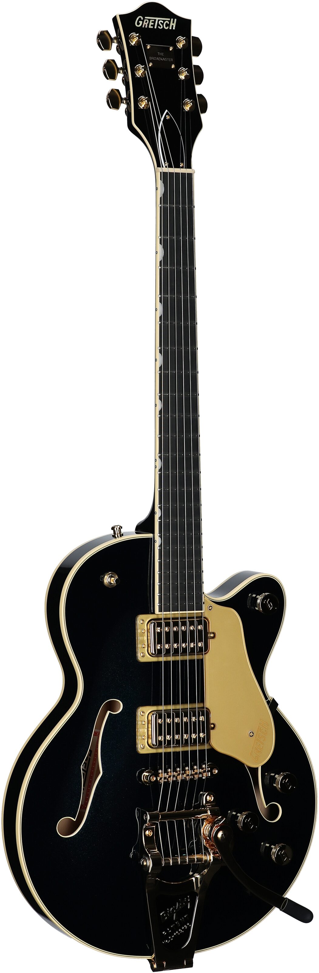 Gretsch Professional Collection Broadkaster Jr LX Center Block SC Electric Guitar, Midnight Sapphire, Body Left Front