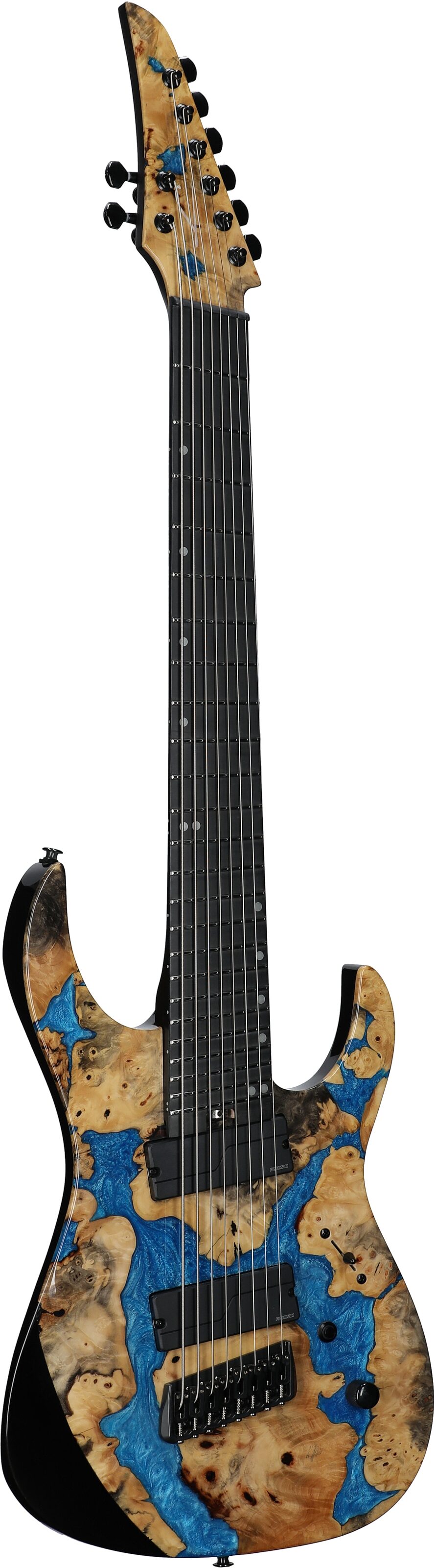 Legator Ninja X8F Multi-Scale Guitar, 8-String (with Gig Bag), Caribbean Blue, Body Left Front