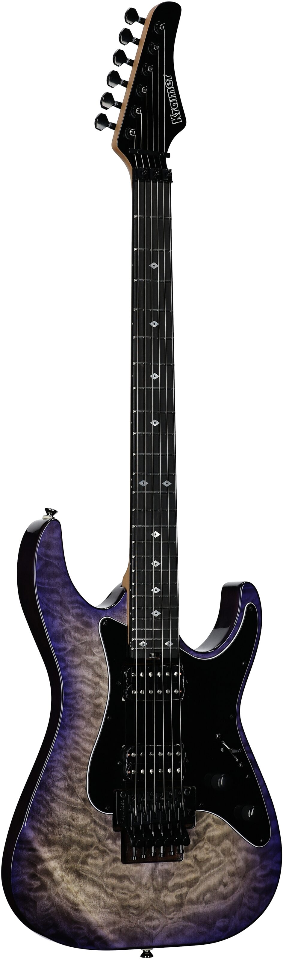 Kramer Volante Quilt HHFR Electric Guitar (with Gig Bag), Ultraviolet Burst, Body Left Front