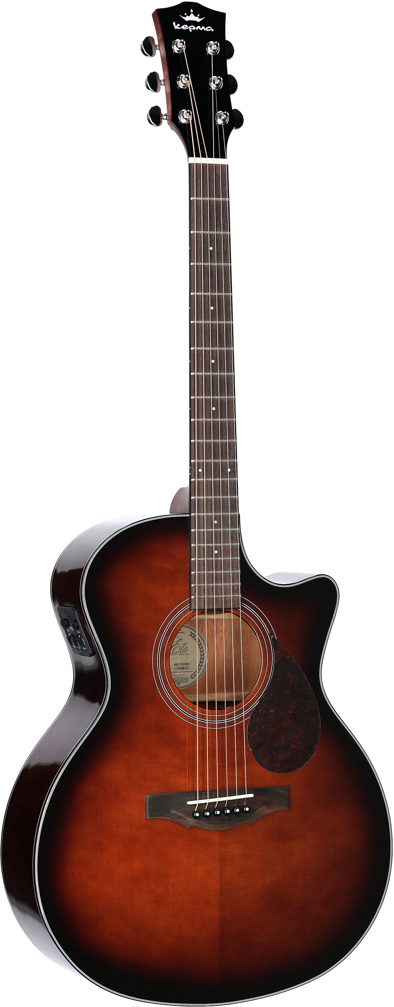 Kepma Elite Series GA2-232 Acoustic-Electric Guitar (with Gig Bag), Sunburst, Body Left Front