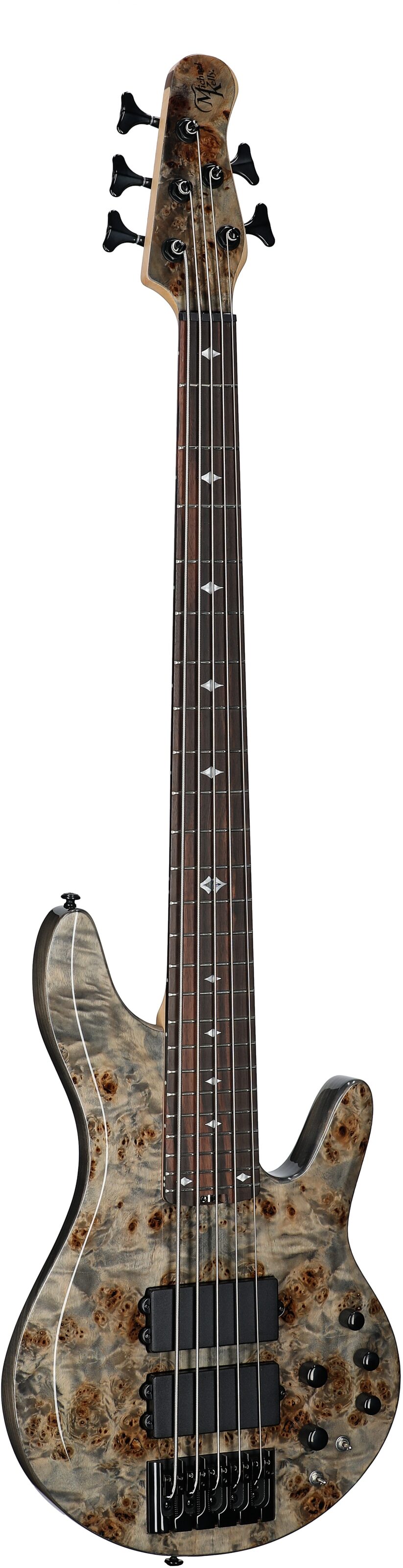 Michael Kelly Pinnacle 5 Custom Electric Bass Guitar, 5-String, Grey Burl, Body Left Front