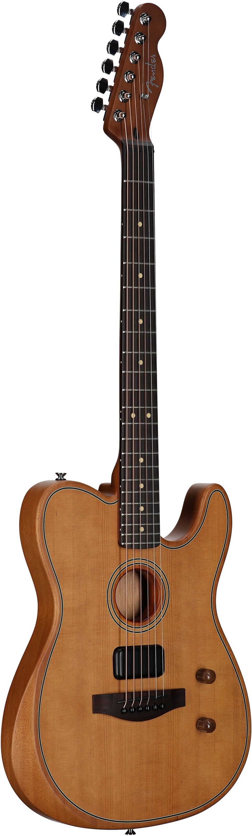 Fender Acoustasonic Standard Telecaster Acoustic-Electric Guitar, Aged Natural, Body Left Front