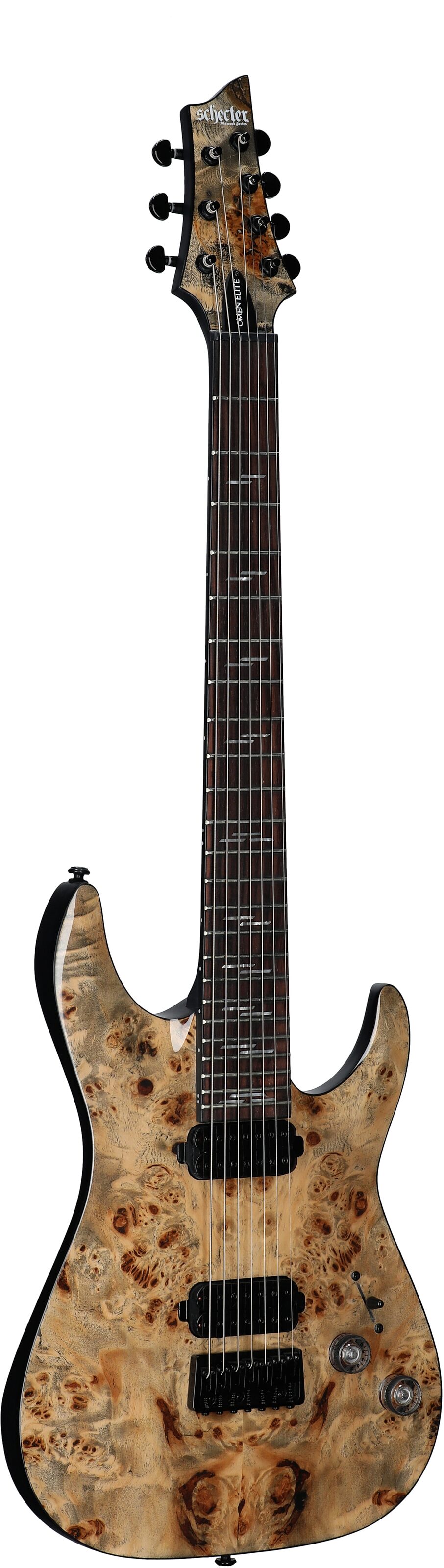 Schecter Omen Elite-7 Electric Guitar, 7-String, Charcoal, Body Left Front