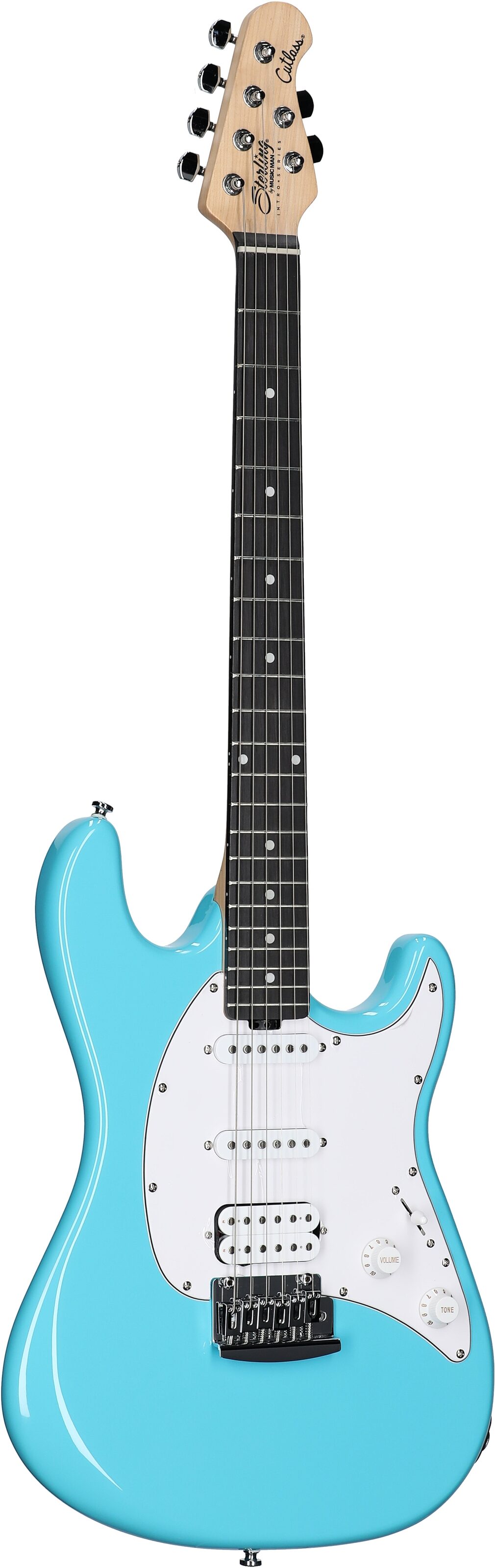 Sterling Intro Series Cutlass HSS Electric Guitar, Electric Blue, Body Left Front