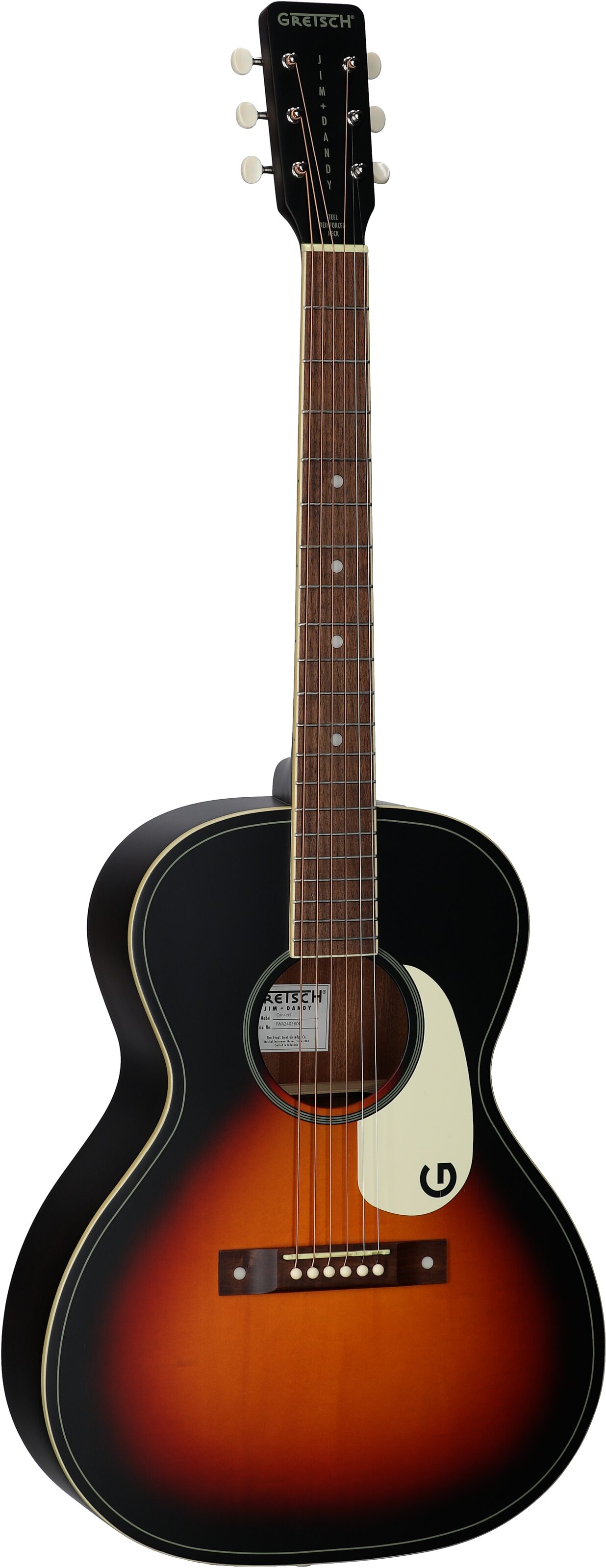 Gretsch Jim Dandy Concert Acoustic Guitar, Rex Burst, Body Left Front