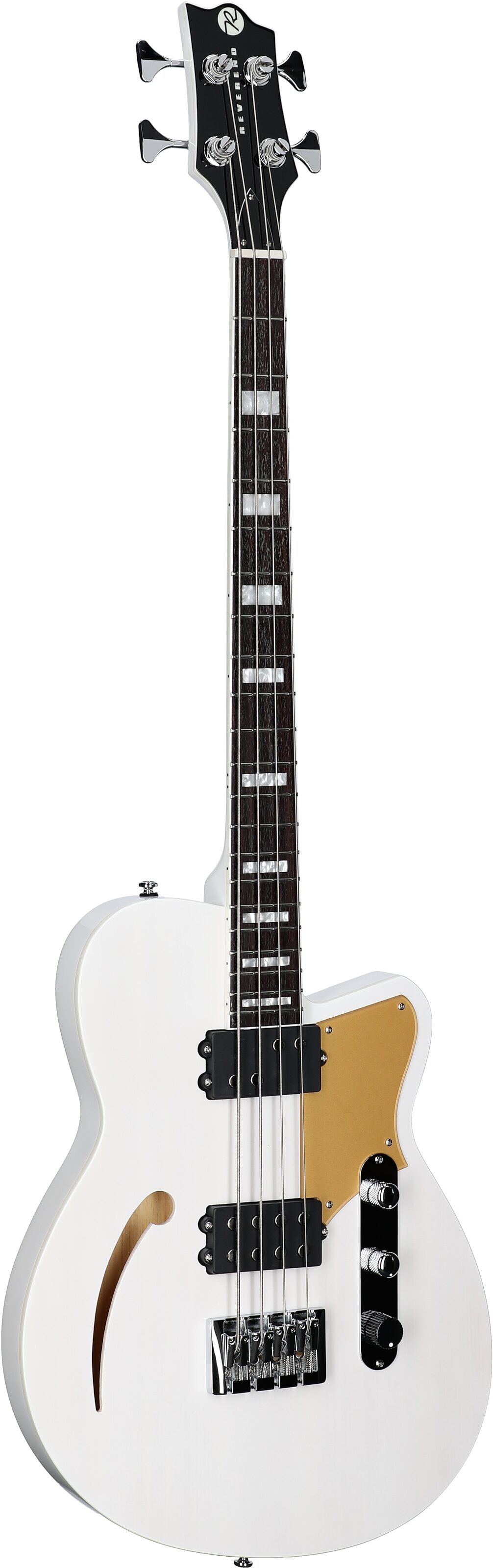 Reverend Dub King Electric Bass, Transparent White, Body Left Front