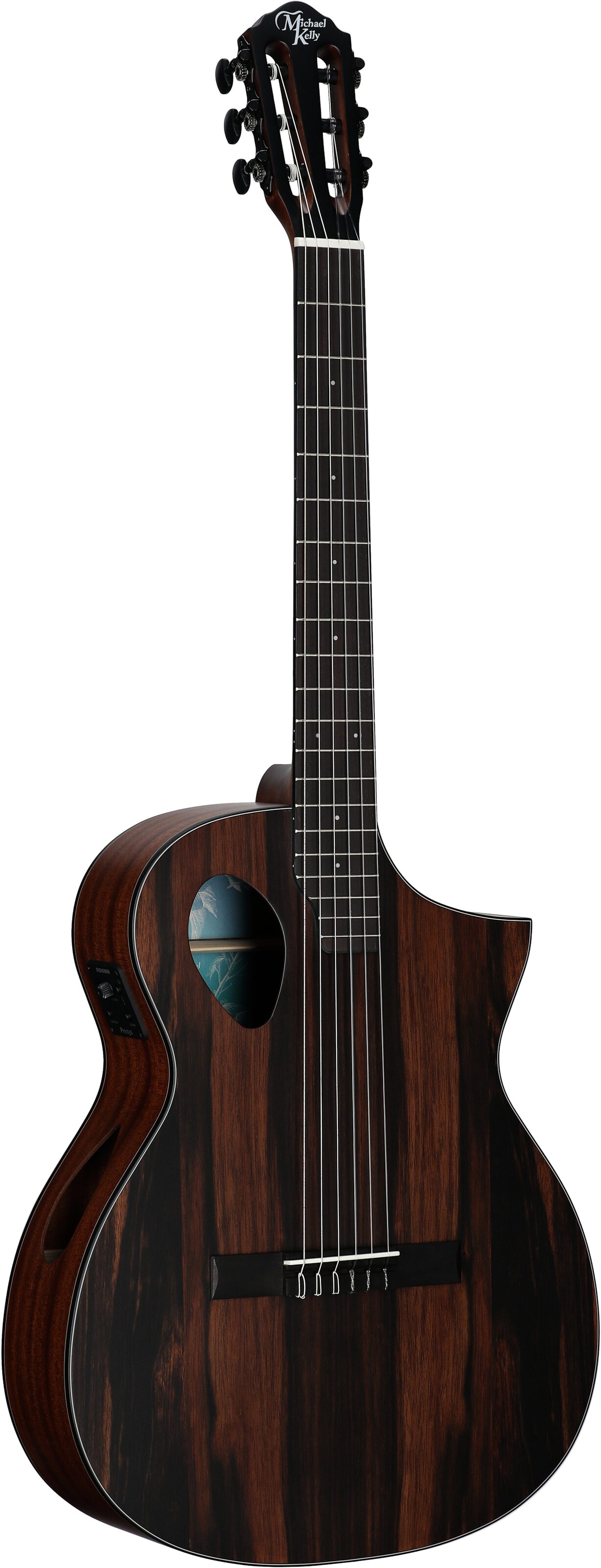 Michael Kelly Forte Port Nylon Classical Acoustic-Electric Guitar, Java Ebony, Body Left Front
