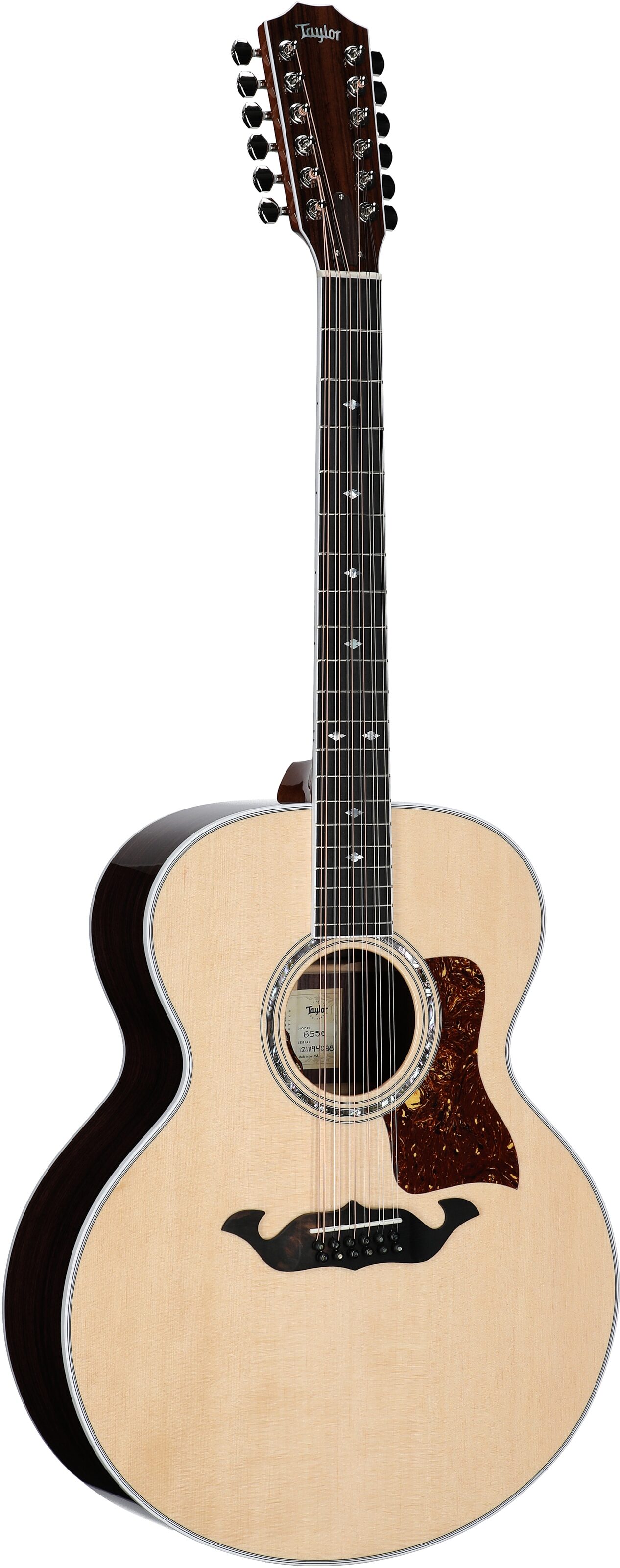 Taylor 855e Jumbo Acoustic-Electric Guitar, 12-String (with Case), New, Body Left Front
