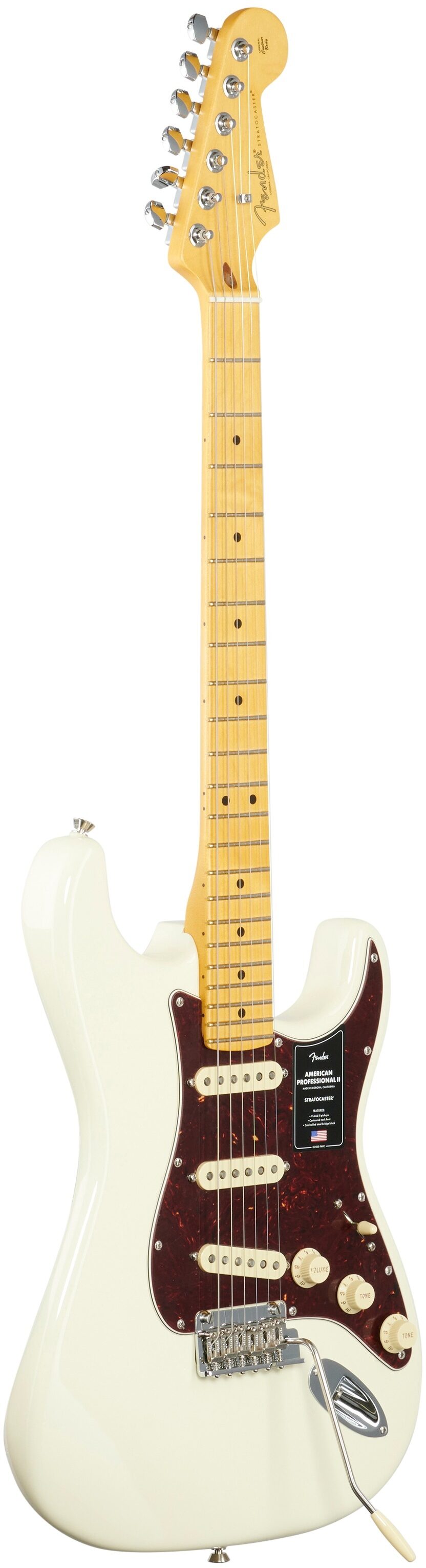 Fender American Pro II Stratocaster Electric Guitar, Maple Fingerboard (with Case), Olympic White, Body Left Front