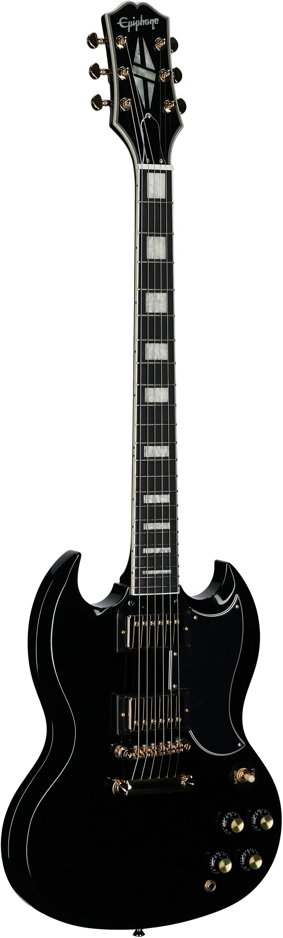Epiphone Inspired by Gibson SG Custom Electric Guitar (with Gig Bag), Ebony, Body Left Front