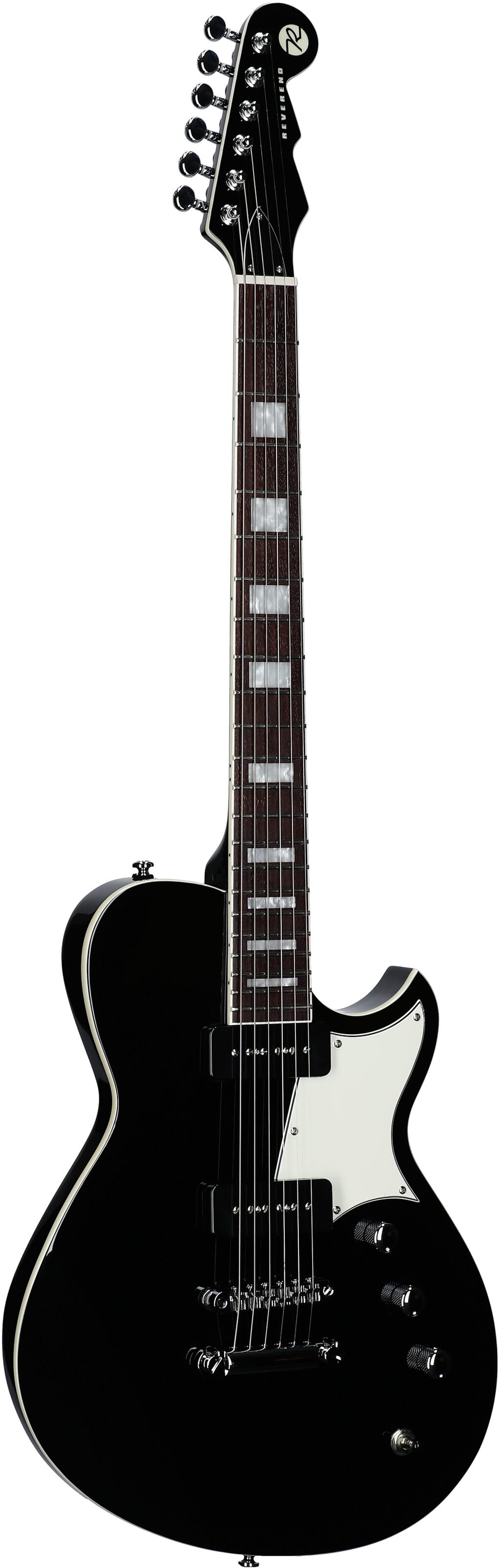Reverend Contender 290 Electric Guitar, Midnight Black, Body Left Front