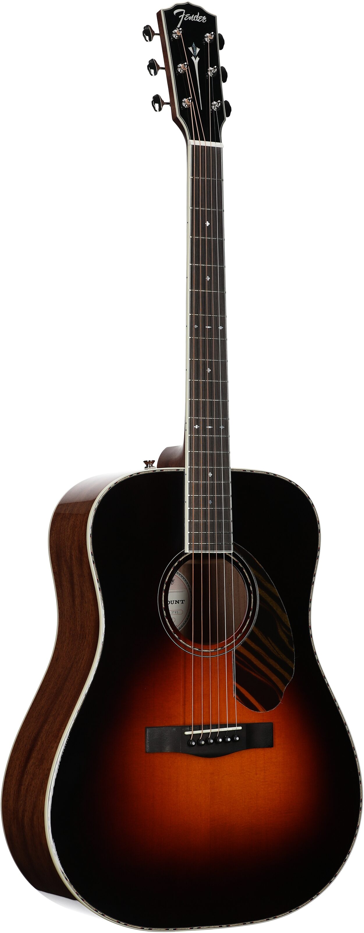 Fender Paramount PD-220E Dreadnought Acoustic-Electric Guitar (with Case), Three-Tone Vintage Sunburst, Open Box (Very Good), Body Left Front